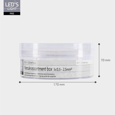Aderhulzen assortiment set - 5 maten van 0.5mm² tot 2.5mm² - 1100 stuks