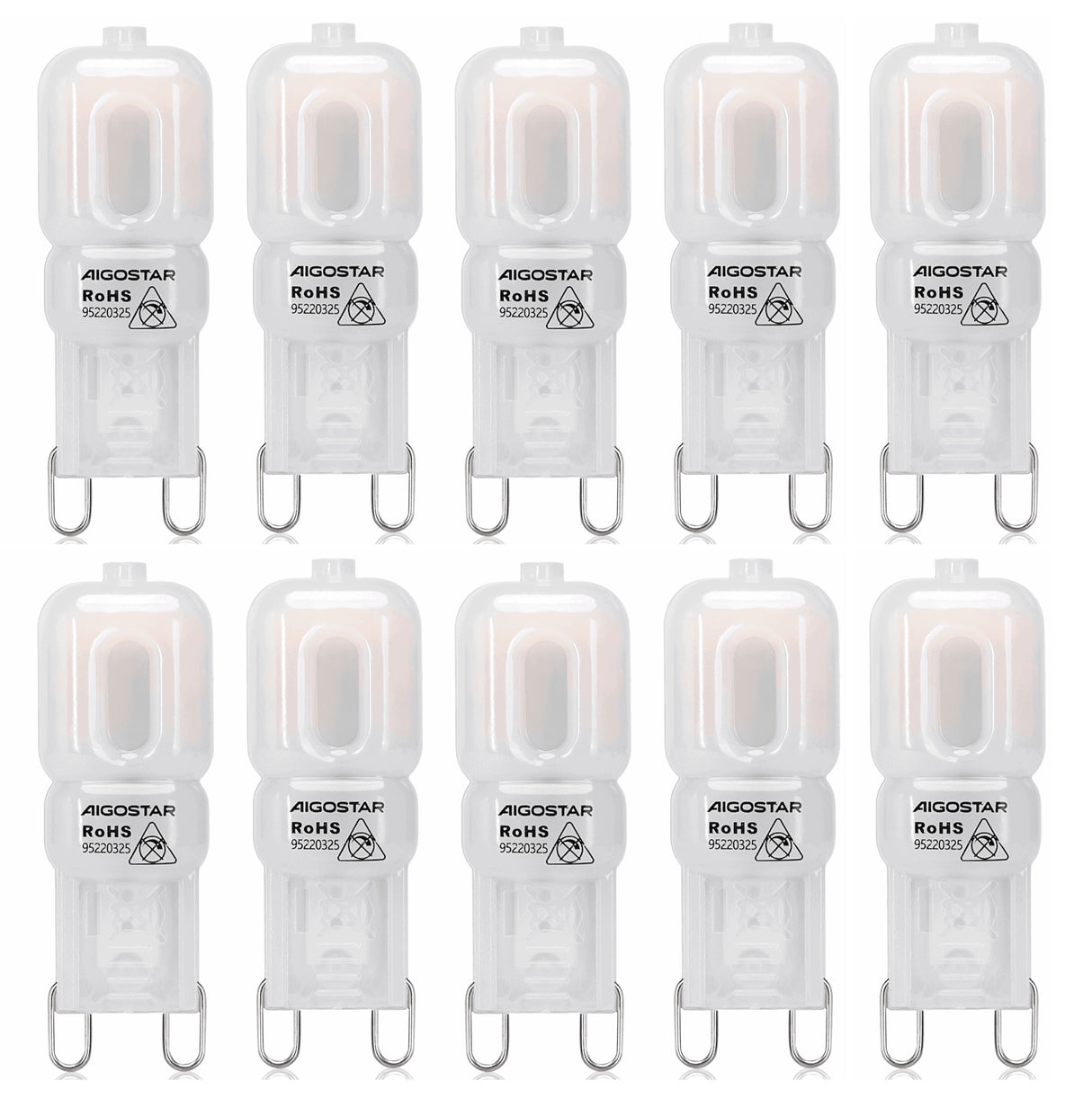 Ampoule à broches G9 10 pièces - LED 2W~170Lm=18W éclairage traditionnel - blanc chaud 3000K - 230V