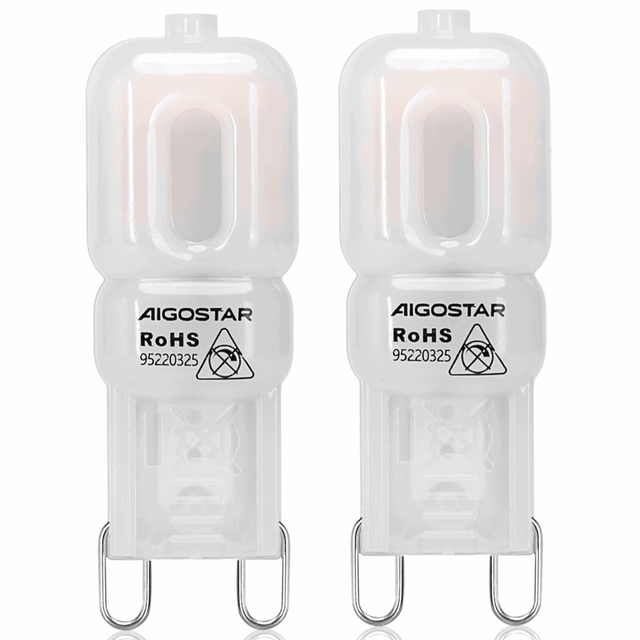 Aigostar G9 LED steeklampjes in een set van twee, energiezuinig en helder voor binnenverlichting
