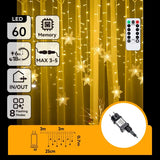 Aigostar ijspegel lichtsnoer sneeuwvlok warm wit met 60 LED-lampen en afstandsbediening