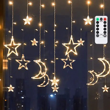 Aigostar lichtsnoer ijspegel warmwit met sterren en maanversieringen voor sfeervolle verlichting