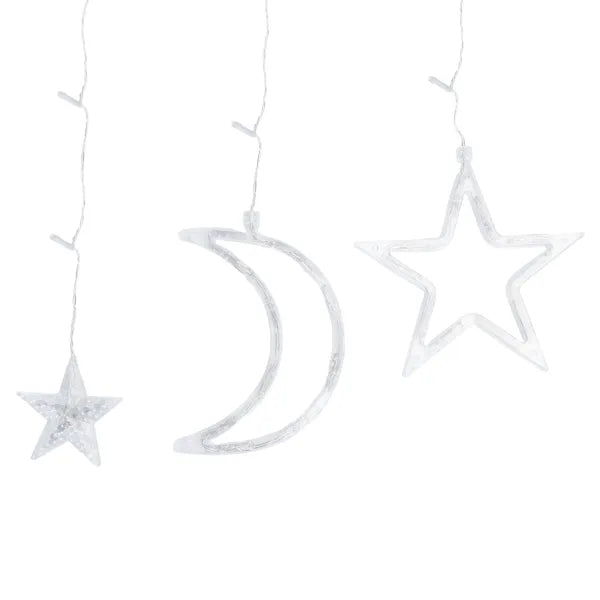 Aigostar lichtsnoer ijspegel warmwit met sterren en maanvormige verlichting voor sfeervolle decoratie
