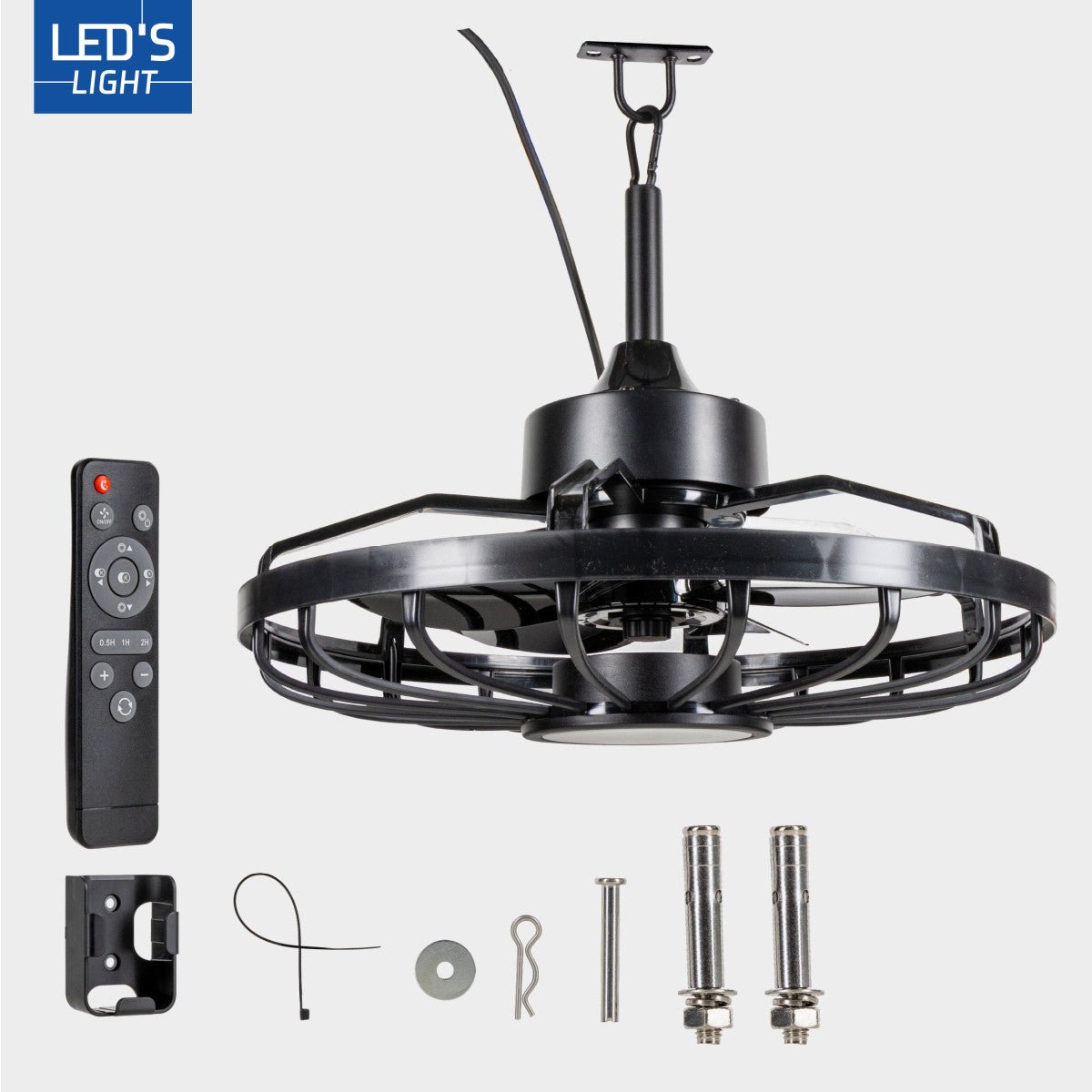 LED plafondventilator 900 lumen - 22W - extra warmwit 2000K / koelwit 4000K - afstandsbediening - IP44 - 51cm - zwart