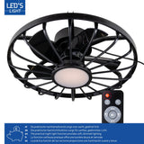 LED plafondventilator 900 lumen - 22W - extra warmwit 2000K / koelwit 4000K - afstandsbediening - IP44 - 51cm - zwart