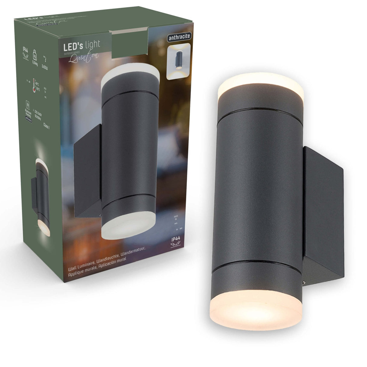 Double lampe extérieure AllWeather LED's Light - Éclairage vers le haut et vers le bas - IP44 - Anthracite