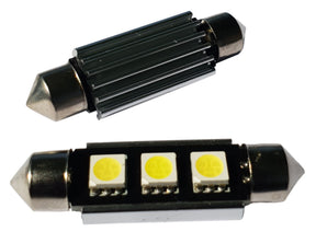 C5W LED festoon 42mm CAN-BUS, daglichtwit 6500K, 3-SMD heatsink, 12V, 2 stuks