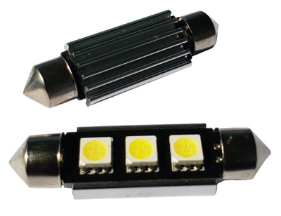 C5W LED festoon 42mm CAN-BUS, daglichtwit 6500K, 3-SMD heatsink, 12V, 2 stuks