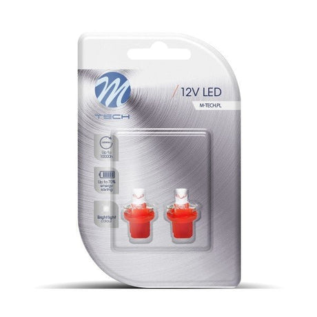 B8.5d auto lamp 2 stuks rood | LED dashboardverlichting - klokken - schakelaars | 12V DC - LEDPLANET.NL