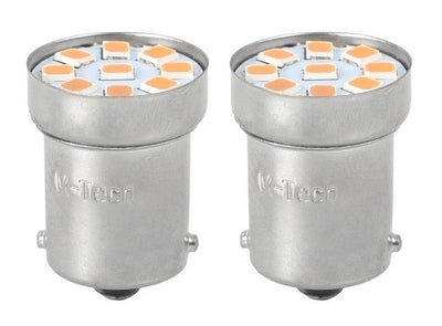 BA15S LED autolamp, 1156 / R5W / R10W / 5007, rood, 9-SMD, 3W, 12V, 2 stuks