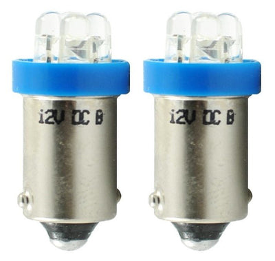 BA9S LED autolamp, T4W, blauw, 12V, 2 stuks