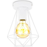 B.K.Licht - Decoratieve witte plafondlamp - Metaal - Industrieel - Draad - Ø16.5cm - Met E27 fitting - Excl. lichtbron