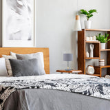 B.K.Licht - Grijze tafellamp - Metaal & stof - Met kap - Scandinavische bedlamp - Slaapkamer lamp - E27 fitting - Excl. lichtbron