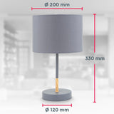 B.K.Licht - Grijze tafellamp - Metaal & stof - Met kap - Scandinavische bedlamp - Slaapkamer lamp - E27 fitting - Excl. lichtbron