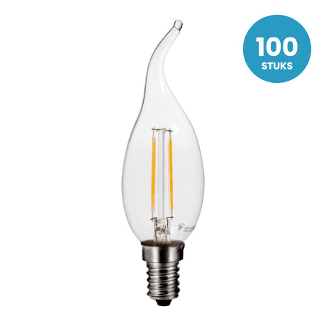 Tipkaarslamp E14 C35, Clear 2700K, 100 stuks, 230V