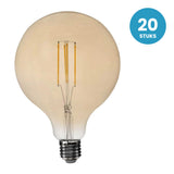 Gloeilamp E27 G125, LED 4W=40W, 360 Lumen, Amber 2200K, Dimbaar, 20 stuks, 230V