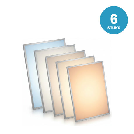 LED paneel 60x120, 5CCT, 45W, 5850-6300 Lumen, UGR<19, 3000K t/m 6000K, wit frame, 6 stuks