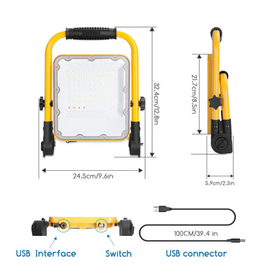 Bouwlamp, werklicht oplaadbaar, USB