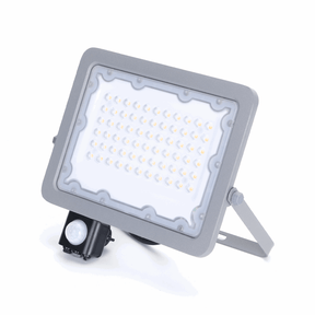 Buitenlamp met sensor, LED schijnwerper 50W vervangt 450W, koelwit 4000K, 90°, IP65, grijs