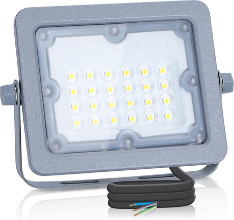 Buitenlamp grijs | LED bouwlamp 20W=180W schijnwerper | koelwit 4000K - 90° lichthoek | waterdicht IP65 - LEDPLANET.NL