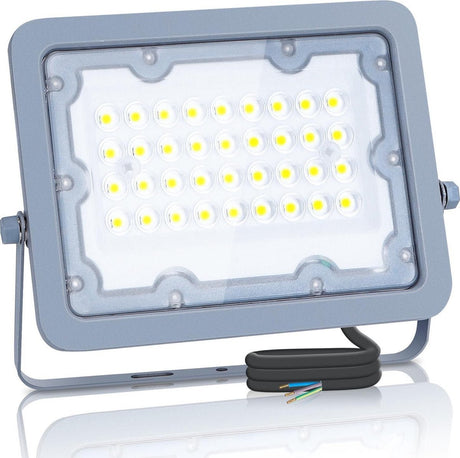 Buitenlamp grijs | LED bouwlamp 30W=270W schijnwerper | daglichtwit 6500K - 90° lichthoek | waterdicht IP65 - LEDPLANET.NL