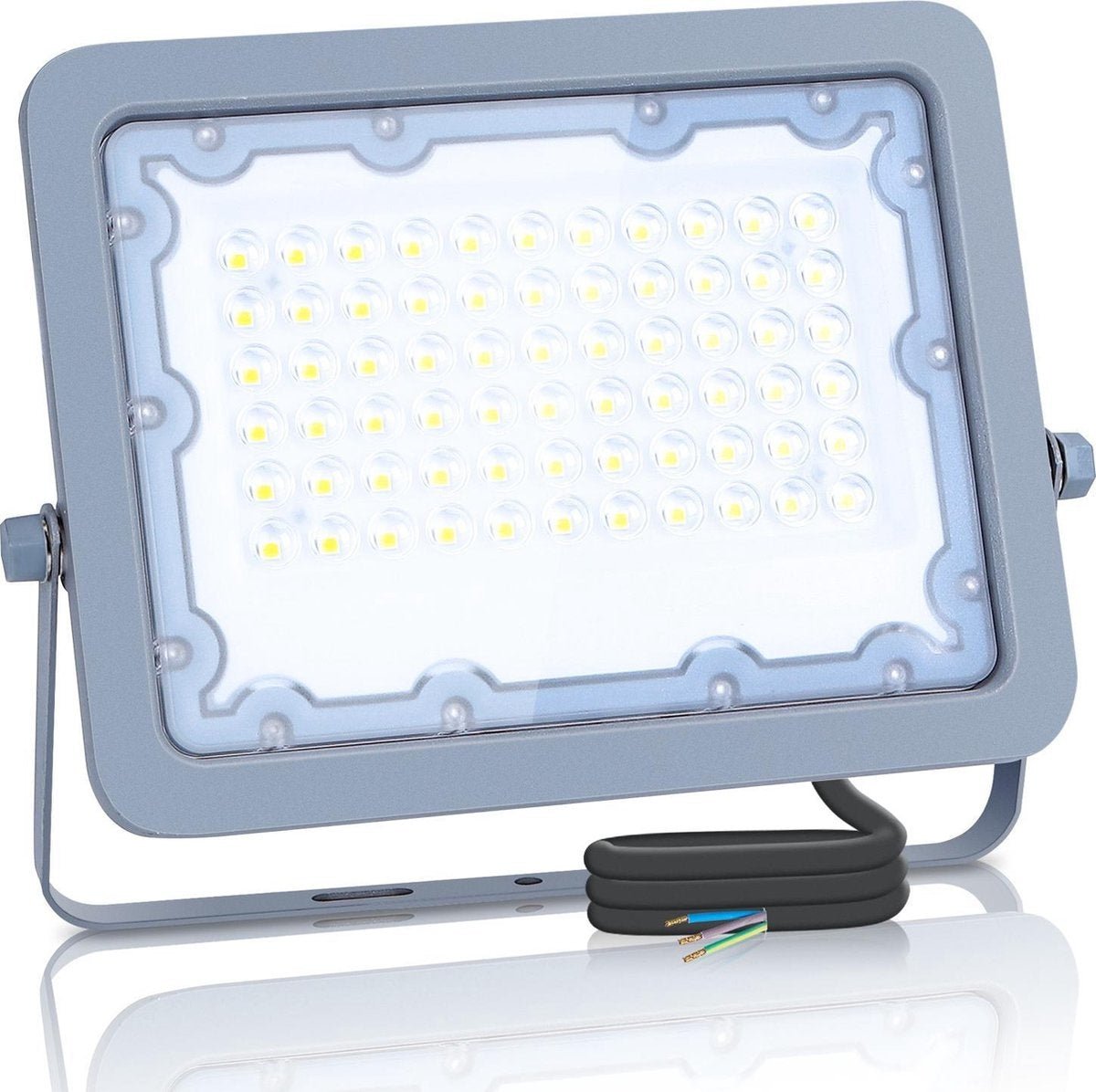 Buitenlamp grijs | LED bouwlamp 50W=450W schijnwerper | koelwit 4000K - 90° lichthoek | waterdicht IP65 - LEDPLANET.NL
