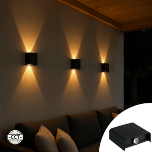 LED Wandarmatuur 170 Lumen - 2W - Koelwit 4000K/Warmwit 2700K/2000K - Zwart - IP65 - Buitenverlichting