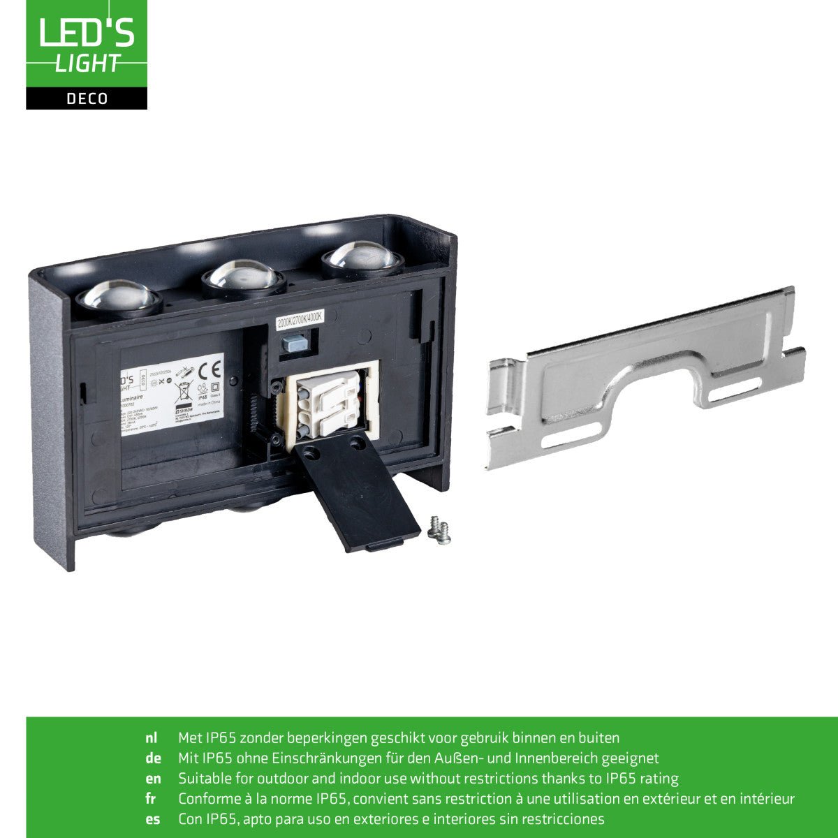LED Wandlamp Buiten 450 Lumen - 5W - 2000K/2700K/4000K - Up Down - IP65 - Zwart