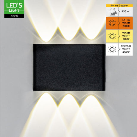 LED Wandlamp Buiten 450 Lumen - 5W - 2000K/2700K/4000K - Up Down - IP65 - Zwart