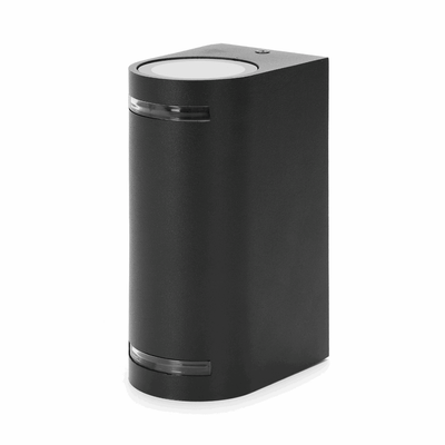 Buitenlamp rond zwart, dubbele GU10 lampvoet voor twee spots, waterdicht IP54