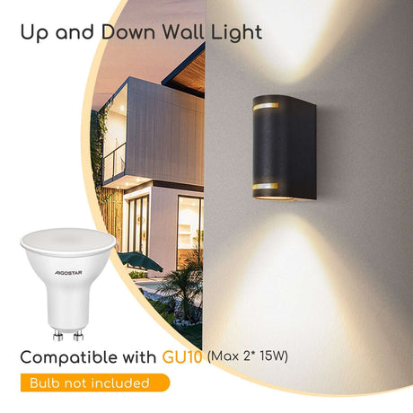 Applique extérieure ronde noire | double douille GU10 pour deux spots | étanche IP54 - LEDPLANET.NL
