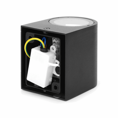 Buitenlamp rond zwart, enkele GU10 lampvoet voor één spot, waterdicht IP54