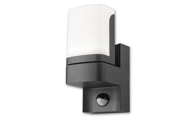 Buitenlamp Veroni zwart RAL 9011 + PIR bewegingssensor, LED 7.5W, 380 Lumen