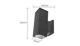 Buitenlamp vierkant zwart | dubbele GU10 lampvoet voor twee spots | waterdicht IP65 - LEDPLANET.NL