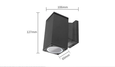Buitenlamp vierkant zwart, enkele GU10 lampvoet voor één spot, waterdicht IP65