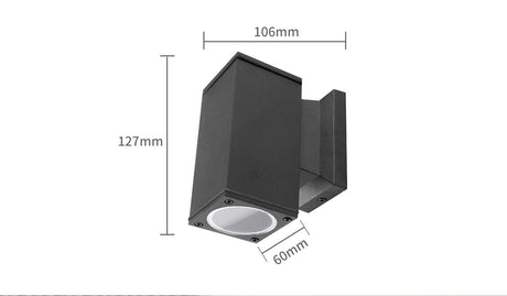 Buitenlamp vierkant zwart, enkele GU10 lampvoet voor één spot, waterdicht IP65
