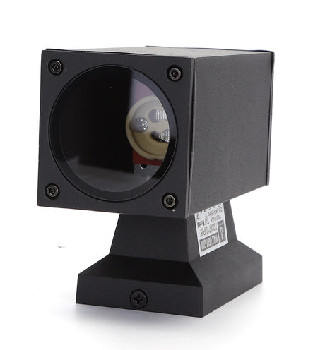 Buitenlamp vierkant zwart | enkele GU10 lampvoet voor één spot | waterdicht IP65 - LEDPLANET.NL