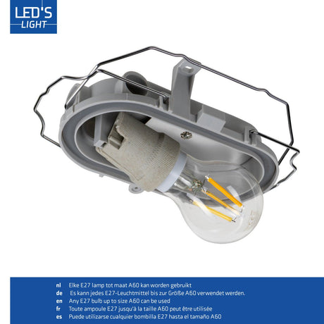 Applique murale extérieure Bulkhead IP44 – Grise – Sans ampoule – E27