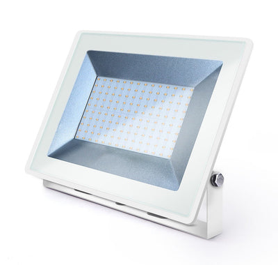 LED bouwlamp schijnwerper 100W vervangt 1000W, koelwit 4000K, 120°, IP65, wit