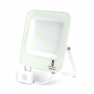Projecteur extérieur blanc avec détecteur de mouvement IR | LED 100 W~8900 lm=900 W | lumière blanche du jour 6500 K | étanche IP65 - LEDPLANET.NL
