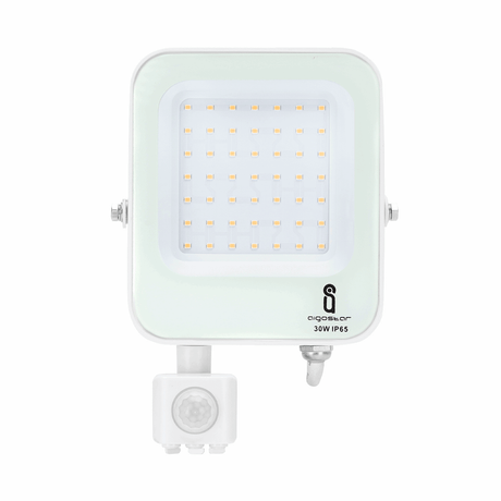 Projecteur extérieur blanc avec détecteur de mouvement infrarouge | LED 30 W~2700 lm=300 W | blanc lumière du jour 6500 K | étanche IP65 - LEDPLANET.NL