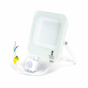 Buitenlamp met sensor, LED schijnwerper 30W vervangt 300W, daglichtwit 6500K, 2700 lm, 110°, IP65, wit