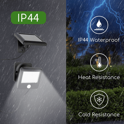 Lampe extérieure noire solaire | projecteur LED 0,64 W~80 lumens | projecteur blanc lumière du jour 6500 K | IP44 - câble de 2 mètres - LEDPLANET.NL