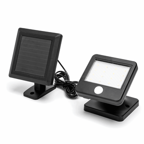 Solar LED schijnwerper met zonnepaneel, 0.64W, 80 lm, daglichtwit 6500K, 120°, IP44, 2 meter kabel, zwart