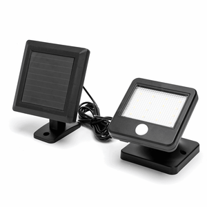 Lampe extérieure noire solaire | projecteur LED de chantier 0.64W~80 lumens | blanc lumière du jour 6500K | IP44 - câble de 2 mètres