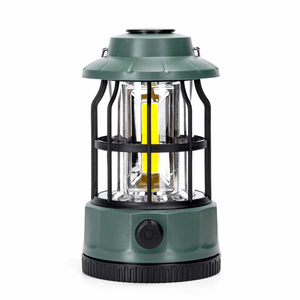 Lampe de secours avec poignée – lampe de camping LED à piles (non fournies) – lumière blanc chaud – boîtier vert – intensité réglable – éclairage de camping et de secours