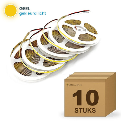 Doos met 10 rollen COB LED strip 24V geel