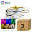 Doos met 3 rollen COB LED strip RGB+CCT 24V, alle kleuren en warm tot koel wit