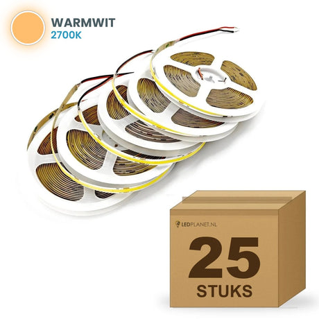 Doos met 25 rollen COB LED strip 24V warmwit 2700k