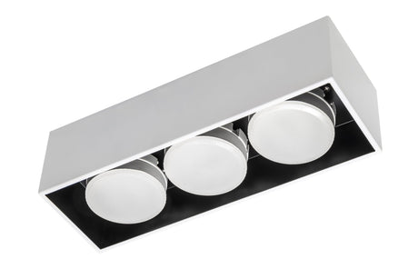 Plafonnier LED Cube LED’s Light – 3 points lumineux – Lumière orientable – Acier – 30 x 8 cm – Blanc
