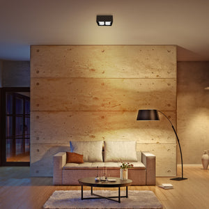 LED Plafondarmatuur Zwart - 4x GX53 Fitting - Draaibaar - 20x20 cm - Staal